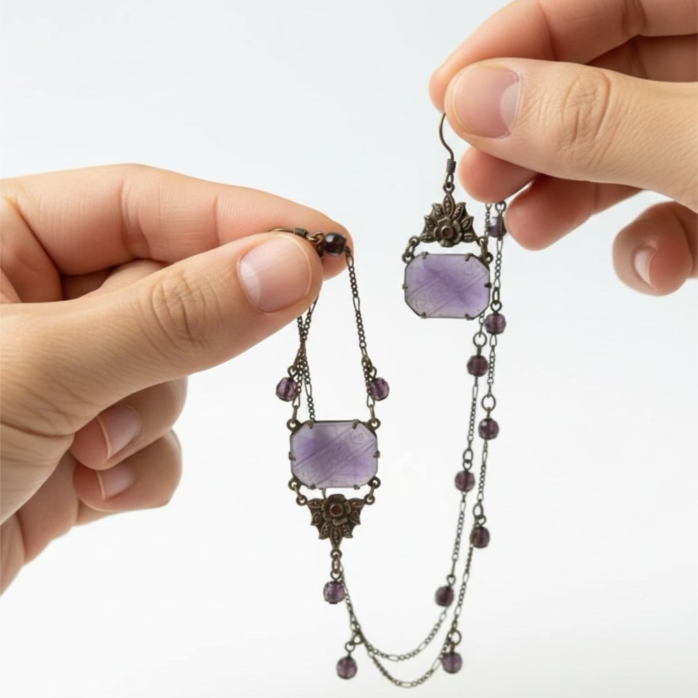 Beautiful, Lavender Glass Works, Studio Necklace, And Earrings Set